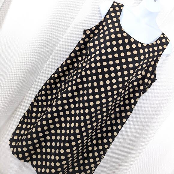 NWOT! DANA KAY! SHANTUNG-LOOK BLACK AND GOLD POLKA DOTTED SHEATH DRESS! SZ 22W - Picture 1 of 9